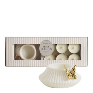 Porta-velas borboleta e 6 velas perfumadas - Fleur de Coton